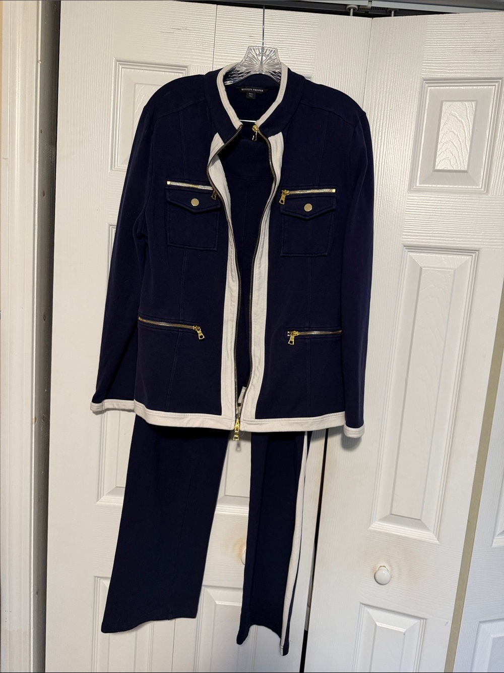 Navy Contrast-Trim 2-Piece